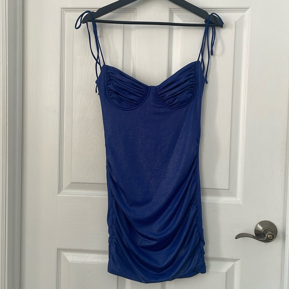 Lucy in the Sky women’s Ruched Bodycon Dress in Blue